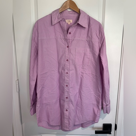 Camila Coelho Lavender/Pink Gingham Long Sleeve Button Down Shirt Dress Small - Picture 3 of 11